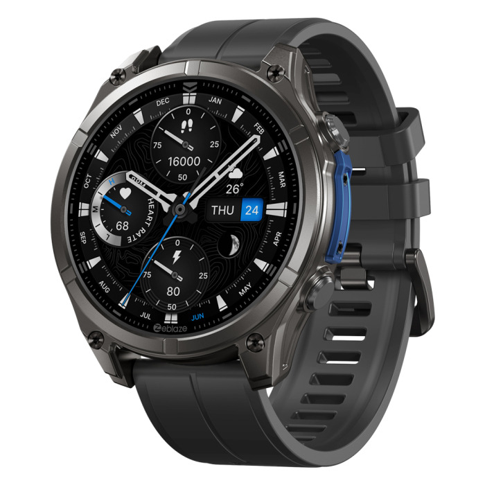 Smartwatch Zeblaze Vibe 8, Negru, 1.43   Ultra HD AMOLED, Sticla de safir, Senzor HR Fusion, SpO2, Apeluri Bluetooth, Notificari, 500mAh, FitCloudPro, BLE 5.3, Peste 100 moduri sportive