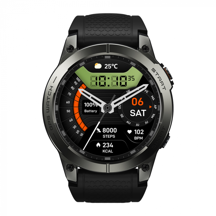 Smartwatch Zeblaze Stratos 3 Pro Negru, 1.43" AMOLED, GPS, HR, SpO2, Apel bluetooth, Notificari, 400mAh, App. dedicata: Zeblaze Fit, Bratara silicon neagra [2]