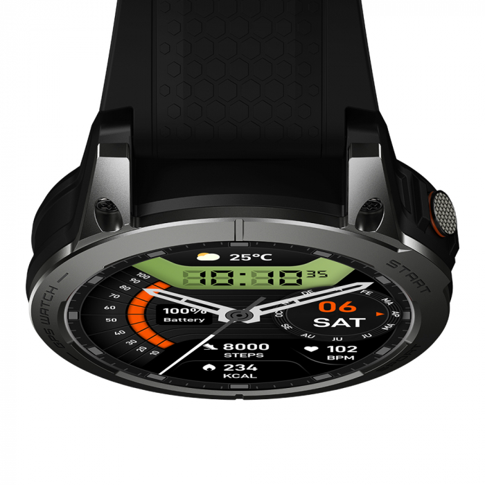 Smartwatch Zeblaze Stratos 3 Pro Negru, 1.43" AMOLED, GPS, HR, SpO2, Apel bluetooth, Notificari, 400mAh, App. dedicata: Zeblaze Fit, Bratara silicon neagra [5]