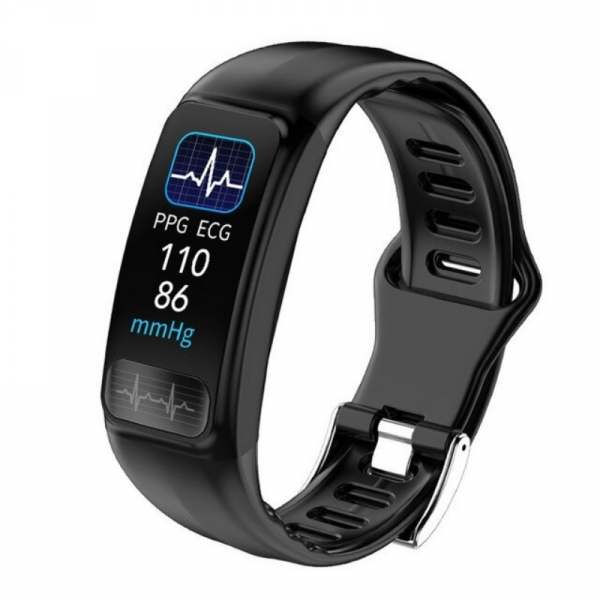 Smartband STAR P12 Negru, TFT 0.96 , EKG, Saturatie oxigen, Ritm cardiac, Presiune sanguina, Calorii, IP67, Incarcare USB, 130mAh