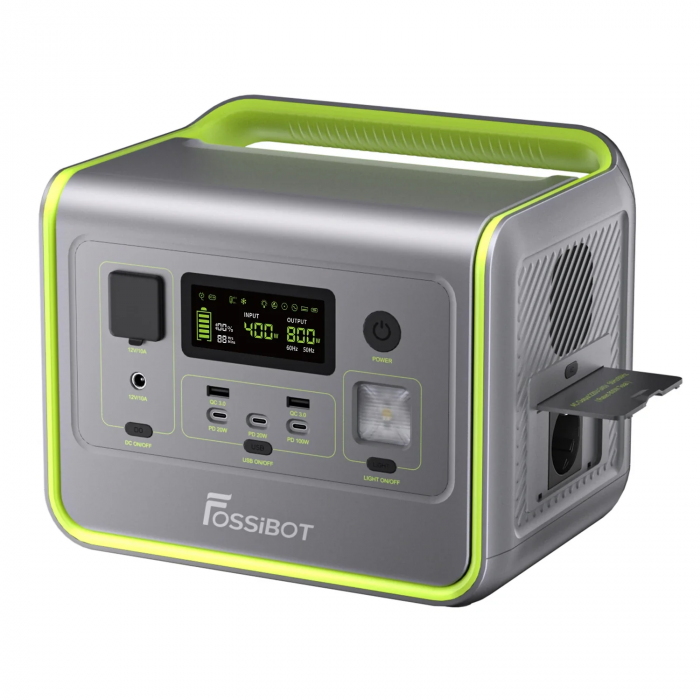 Statie de incarcare portabila Fossibot F800 Verde, Resigilat, 800W, 512Wh, Ecran LCD, Protectie BMS, 8 iesiri, Lanterna LED, SOS [2]