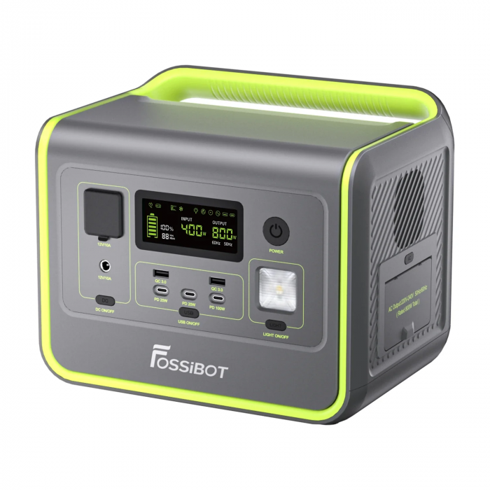 Statie de incarcare portabila Fossibot F800 Verde, Resigilat, 800W, 512Wh, Ecran LCD, Protectie BMS, 8 iesiri, Lanterna LED, SOS [4]
