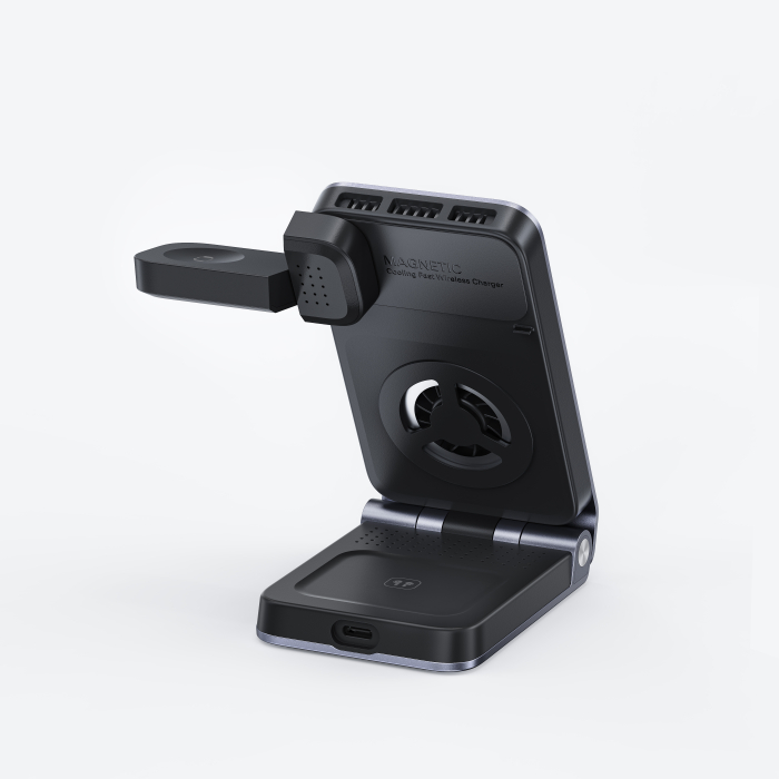 Stație de Încărcare Wireless iSEN W103, Magnetică 3 în 1, Pliabilă, Încărcare Telefon 25W, Smartwatch 2.5W, Căști TWS 5W, Suport Reglabil, Design Compact [6]