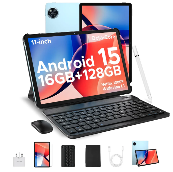 Tableta Doogee U11, VIP, Albastru, 11'' HD IPS 90Hz, 16GB RAM (4GB + 12GB extensibili), 128GB ROM, 13MP + 5MP, Android 15, Unisoc T606, 8580mAh, 10W, Deblocare faciala, Wi-Fi 5 [1]