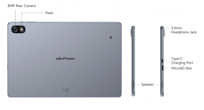 Tablet Ulefone Tab W10, Szürke, 10.1″ HD+ 60Hz, 8GB RAM (4GB + 4GB bővíthető), 128GB ROM, Android 14, Unisoc T606, 6600mAh, 10W, WiFi Dual-Band, Dual SIM [8]