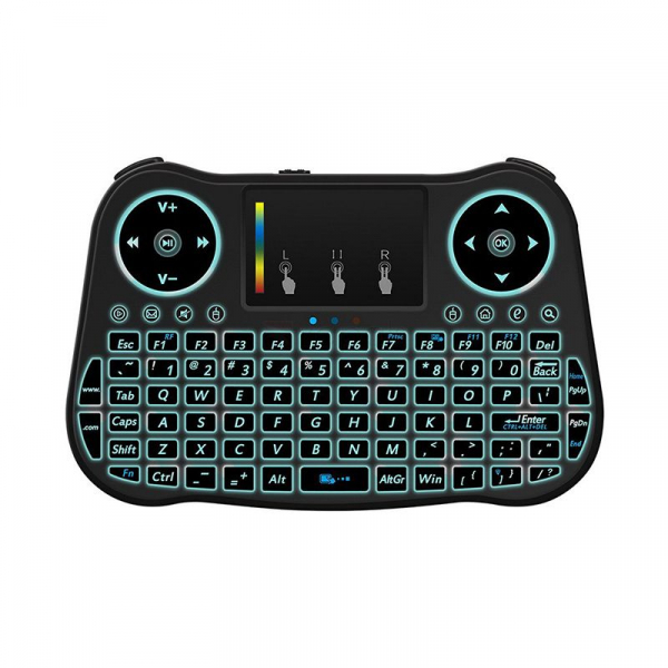 Telecomanda cu mini tastatura Rainbow backlit MT08, Air Mouse, Touch Pad, Wireless, Iluminare led, QWERTY [2]