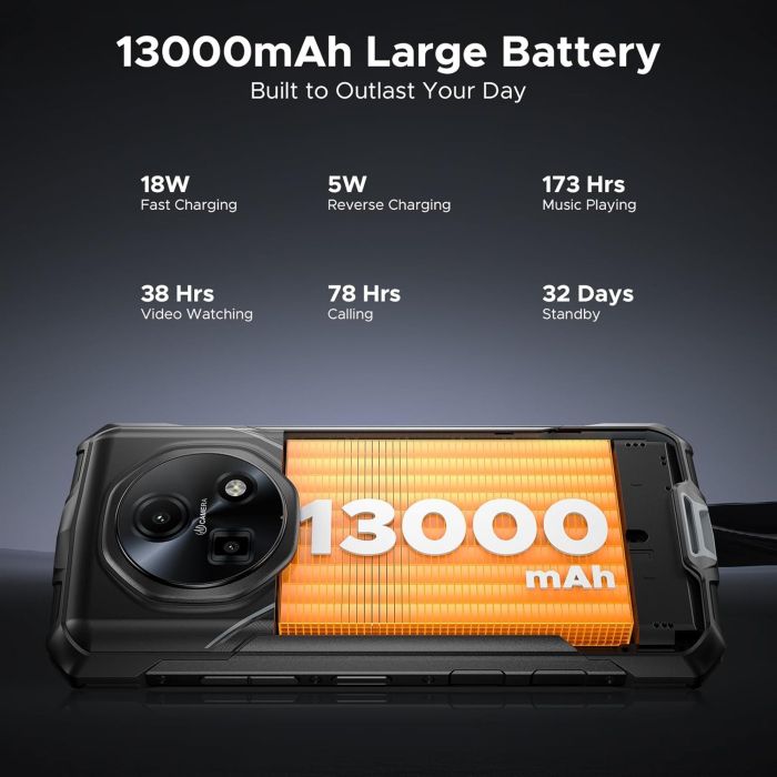 Telefon Mobil Doogee Fire 5 Ultra Gri, 4G, 256GB, 32GB RAM (8GB+24GB), Android 15, Baterie 13000mAh, Lumini Camping 1200LM, Camera 48MP AI, Selfie 8MP, Dual Sim [4]