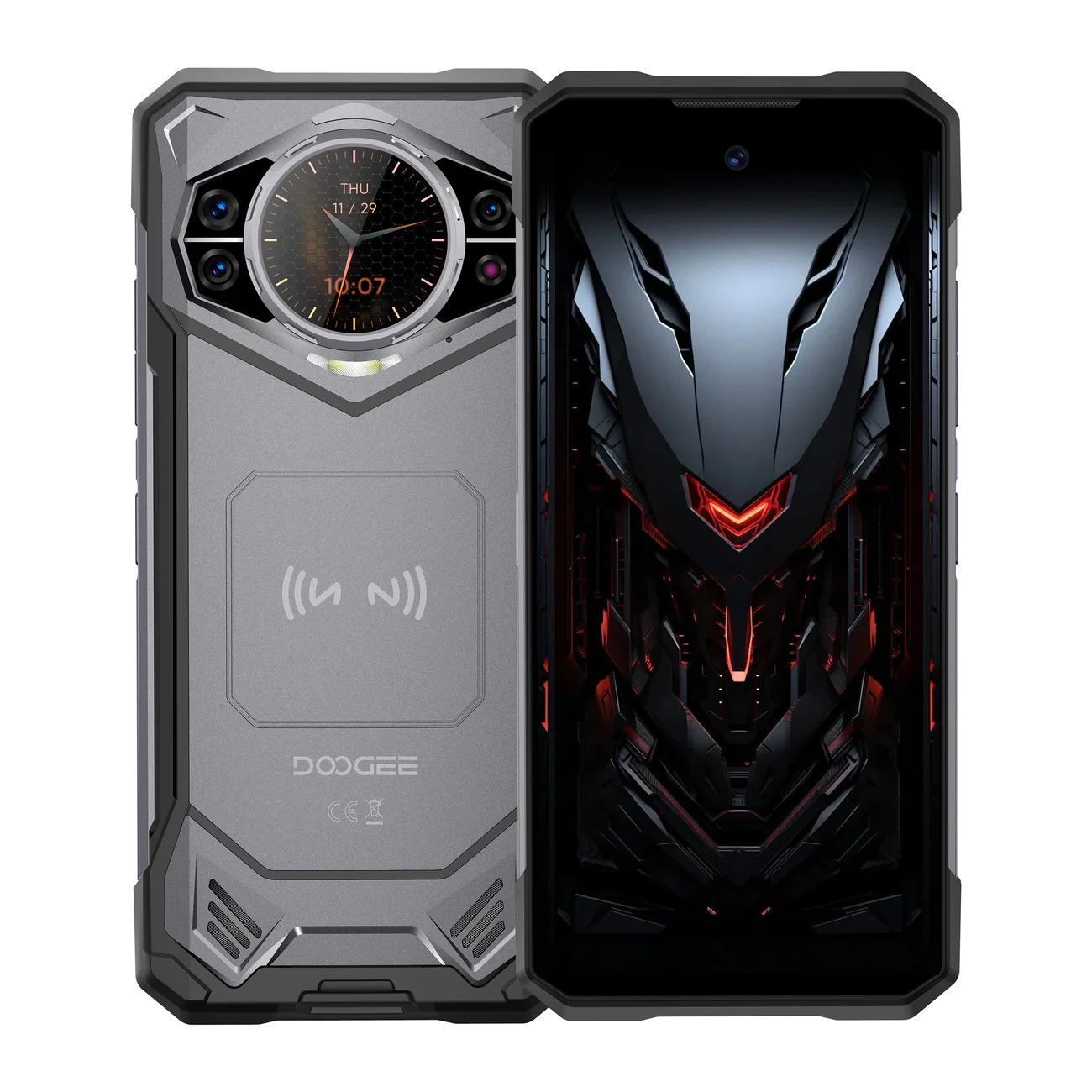 Mobiltelefon Doogee S200 VIP, Szürke, 5G, dupla kijelző (6,72"+1,32") 2.4K, 48GB RAM (12GB+36GB bővíthető), 256GB ROM, Android 14, Dimensity 7050, 10100mAh, BoneBeat Run fejhallgató, Dual SIM [2]