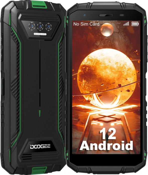 Telefon mobil Doogee S41 Verde, 4G, IPS HD+ 5.5 , 3GB+ 3GB RAM, 16GB ROM, Android 12, Helio A22 OctaCore, GPS, IP68, 6300mAh, Dual SIM