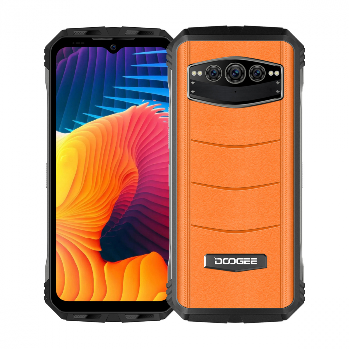 Telefon mobil Doogee V30 Orange, eSIM, 5G, 6.58 FHD+ 120hz IPS Waterdrop, 8GB RAM, 256GB ROM, Infrared Night Vision, Android 12, 10800mAh
