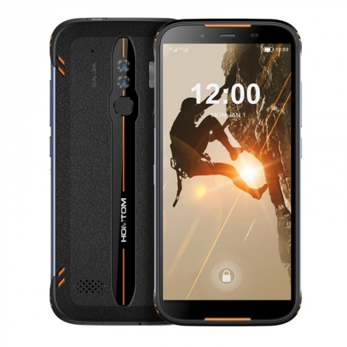 Telefon mobil HomTom HT80 Orange, 4G, IPS 5.5 HD+, 2GB RAM, 16GB ROM, Android 10, MT6737 V W QuadCore, NFC, IP68, 3950mAh, Dual SIM