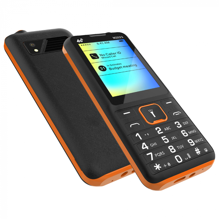 Telefon Mobil iSEN F23, Negru/Portocaliu, 4G, Ecran de 2.4", 48MB RAM, 128MB ROM, Radio FM, BT, Camera de 8W, Dual SIM Hybrid, Baterie de 1800mAh [15]