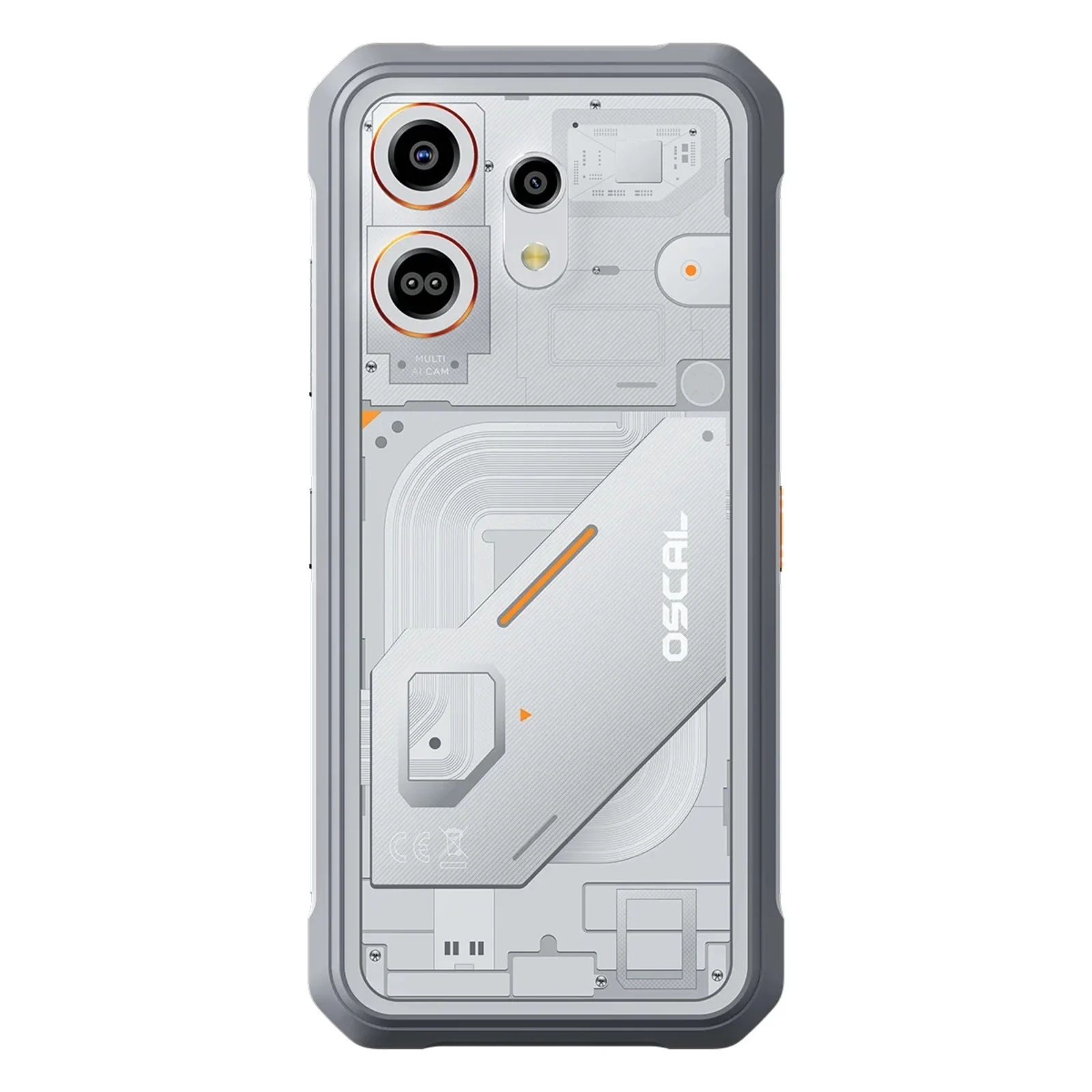 Mobile Phone OSCAL MARINE 3 White, 4G,  6.56" HD+ 90Hz Display, 24GB RAM (8GB + 16GB Extensibili), 128GB Storage, 13MP Infrared Night Vision Camera, 5000mAh Battery, Android 16, MediaTek Helio G81, NF [2]