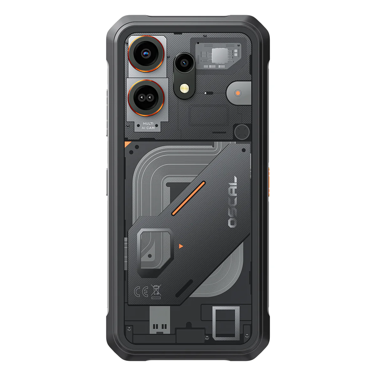 Mobile Phone OSCAL MARINE 3 Black, 4G, 6.56" HD+ 90Hz Display, 24GB RAM (8GB + 16GB Extensibili), 256GB Storage, 13MP Infrared Night Vision Camera, 5000mAh Battery, Android 16, MediaTek Helio G81, NFC [2]