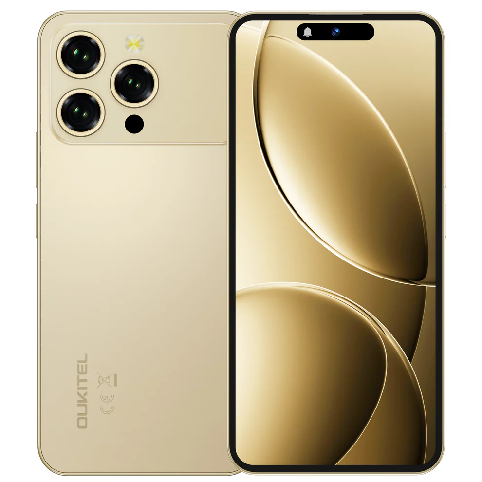 Telefon mobil Oukitel P1 Pro, Auriu, 4G, 6.7   AMOLED, 16GB RAM (4GB + 12GB Extensibili), 512GB ROM, 50MP, Android 15, Helio G100, NFC, Senzor Amprenta, 5150mAh, 18W, Dual SIM