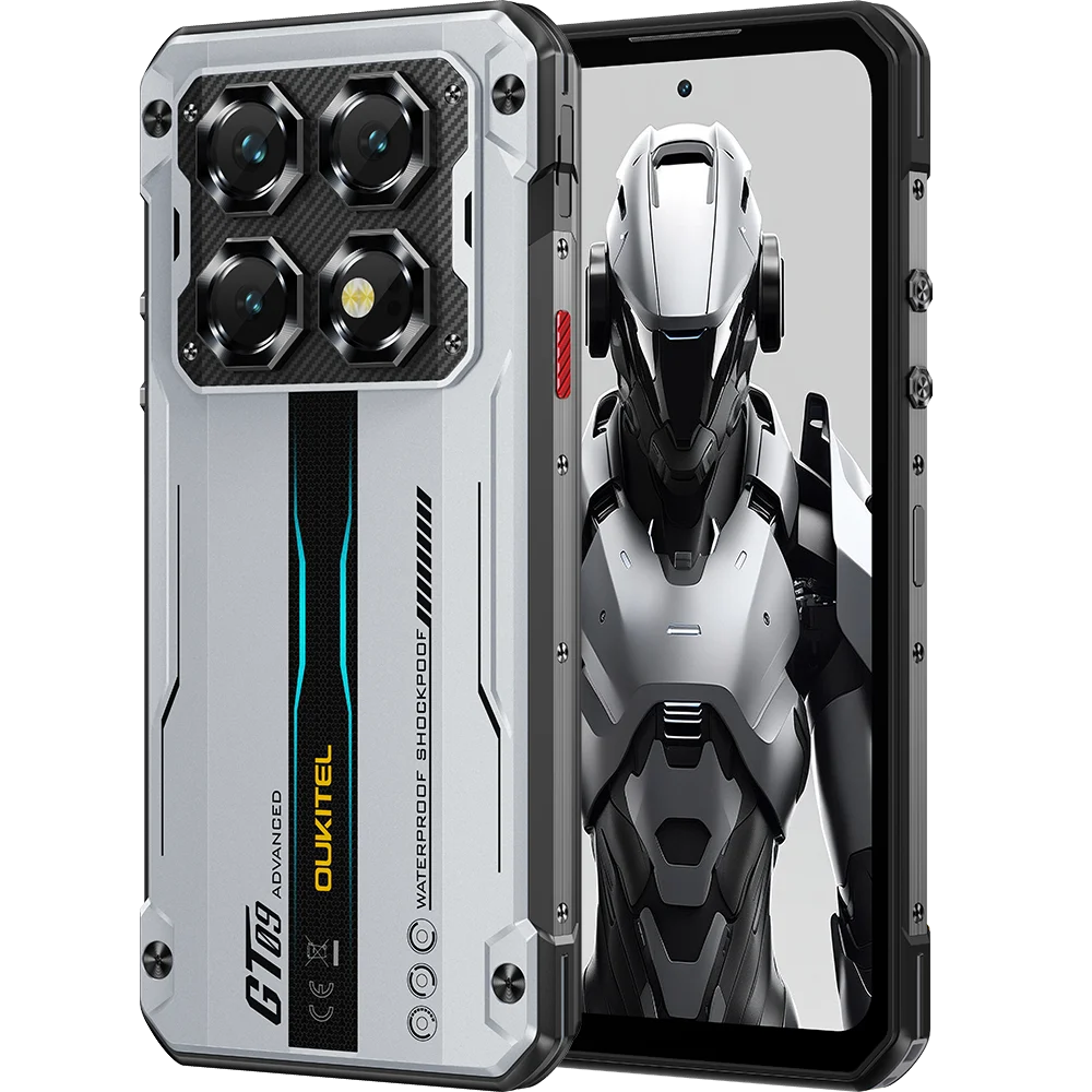 Oukitel WP60 Mobiltelefon, Ezüst, 5G, 7.2" HD 120Hz, 48GB RAM (16GB + 32GB Kiterjesztett), 512GB ROM, Android 15, Dimensity 7025, 108MP, Éjjellátó, NFC, Arcfelismerés, 10000mAh, 33W, Két SIM [11]