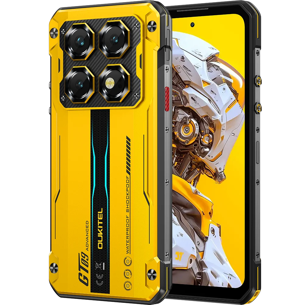 Oukitel WP60 Mobiltelefon, Sárga, 5G, 7.2" HD 120Hz, 48GB RAM (16GB + 32GB Kiterjesztett), 512GB ROM, Android 15, Dimensity 7025, 108MP, Éjjellátó, NFC, Arcfelismerés, 10000mAh, 33W, Két SIM [11]