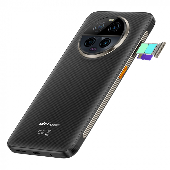 Telefon mobil Ulefone Armor 23 Ultra 5G Negru, Comunicare satelit, 6.78" LCD FHD+ 120Hz, 24GB RAM (12GB + 12GB extensibili), 512GB ROM, Android 13, MediaTek MT6891, 64MP Night Vision, 5280mAh, 120W [15]