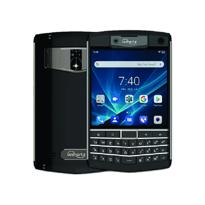Telefon mobil Unihertz Titan Negru, 4G, 4.6 , 6GB RAM, 128GB ROM, Android 10, Helio P60 Octa-Core, NFC, 6000mAh,Tastatura QWERTY, DualSIM