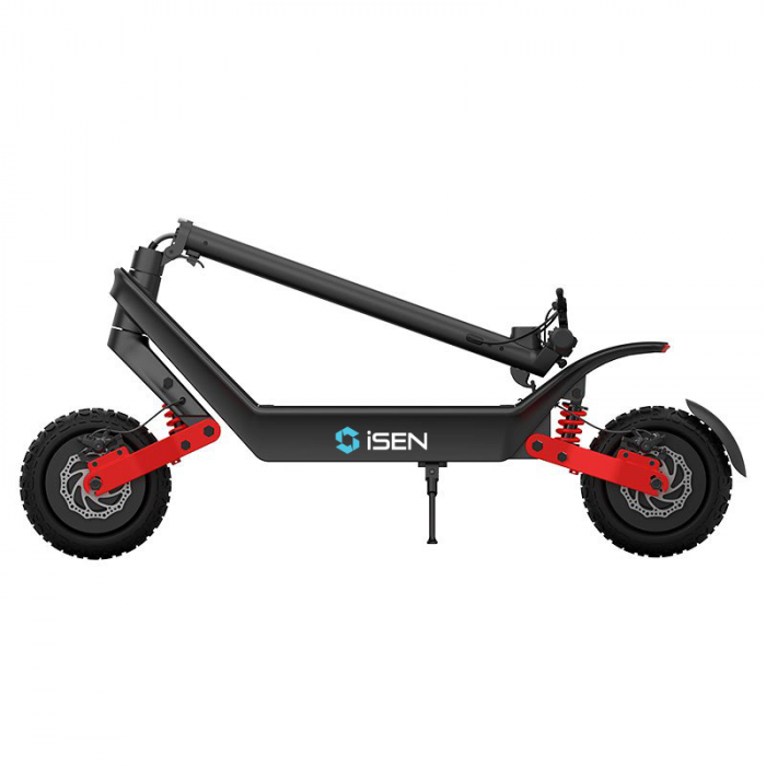 Összecsukható elektromos roller iSEN X10 Fekete, Felújított, 11 inch, 2x 600W, legnagyobb hatótávolság 100 km, sebesség akár 40 km/h, levehető 48V 18.2Ah akkumulátor [4]
