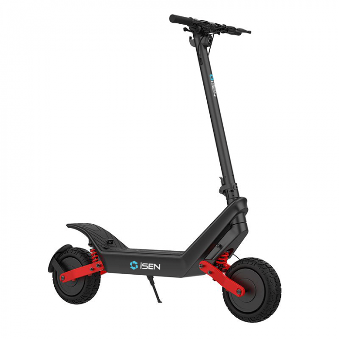 Összecsukható elektromos roller iSEN X10 Fekete, Felújított, 11 inch, 2x 600W, legnagyobb hatótávolság 100 km, sebesség akár 40 km/h, levehető 48V 18.2Ah akkumulátor [5]