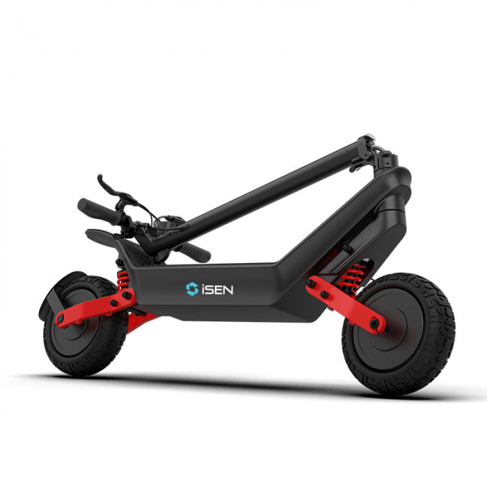 Foldable electric scooter iSEN X10 Black, 11 inch, 2x 600W, maximum range 100km, speed up to 50km/h, detachable 48V 18.2Ah battery [2]