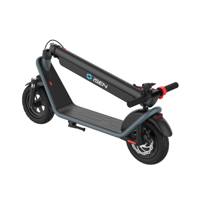 Foldable electric scooter iSEN X11 Blue, 10-inch, front suspension, 500W, maximum autonomy of 50km, maximum speed of 35km/h, detachable battery [2]