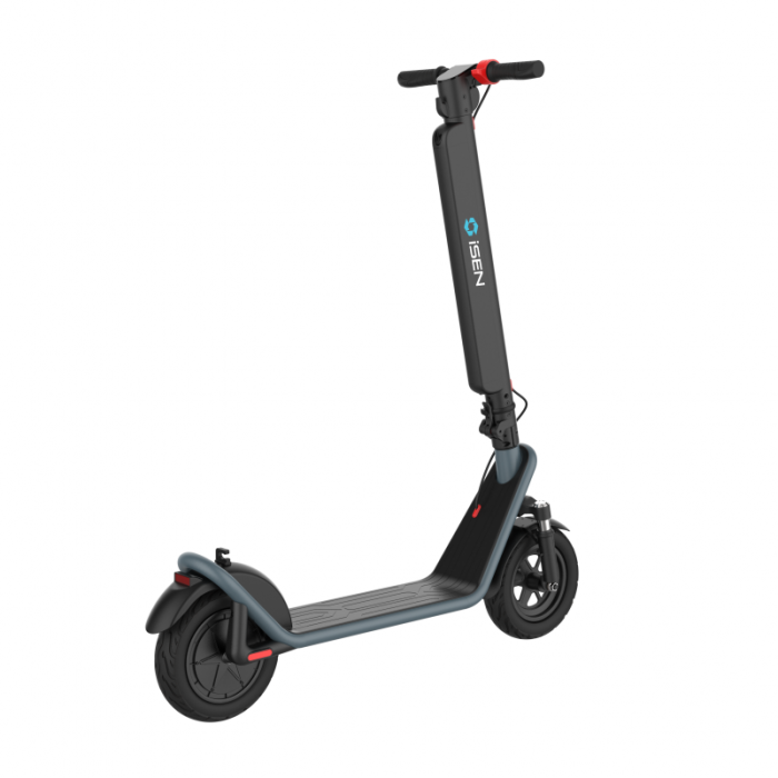 Foldable electric scooter iSEN X11 Blue, 10-inch, front suspension, 500W, maximum autonomy of 50km, maximum speed of 35km/h, detachable battery [5]