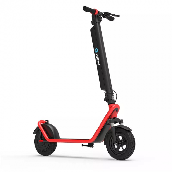 Foldable electric scooter iSEN X11 Red, 10 inch, front suspension, 500W, max autonomy 50km, max speed 35km/h, detachable battery [2]