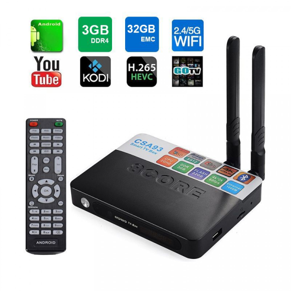 TV BOX CSA93 PRO 4K, KODI, Amlogic S912 Octa Core 64 biti, 3GB RAM 32 GB ROM, Wireless dual band, BT, DLNA, Airplay, Miracast, Resigilat
