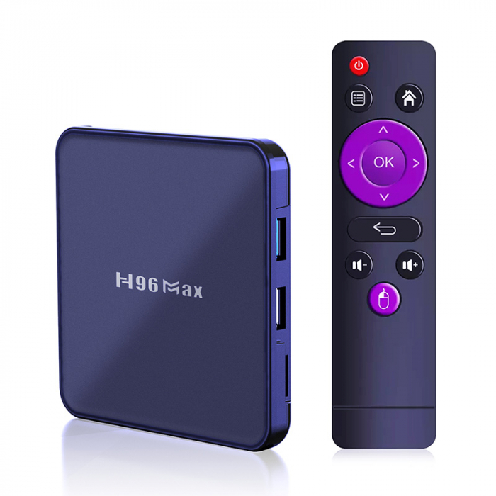 TV Box H96 Max V12 Smart Media Player, 4K, RAM 2GB DDR3, ROM 16GB, Android 12, RK3318 Quad Core, AirPlay, Miracast, DLNA, WiFi dual band