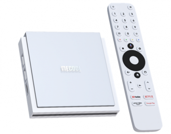 TV Box MECOOL KM2 PLUS DELUXE Smart Media Player, Alb, 4K, 4GB RAM, 32GB ROM, Android 11, WiFi6, Netflix, Disney+, Prime Video, YouTube, Google Play