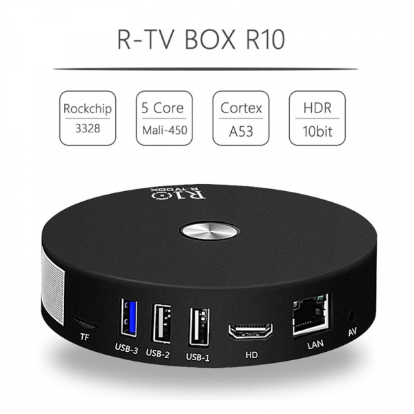 TV BOX R10 4K, Kodi 17.4, Bluetooth, RK3328 Quad Core, Android 7.1.2, 4GB RAM 32GB ROM, Wifi dual band, 3D Video, Slot Card, HDR