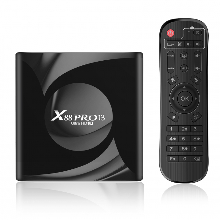 TV Box X88 PRO 13, 8K, Android 13, 2GB RAM, 16GB ROM, RK3528 Quad-Core, WiFi, Bluetooth, HDMI, , , , , , , , Netflix, Skype, Youtube, Facebook