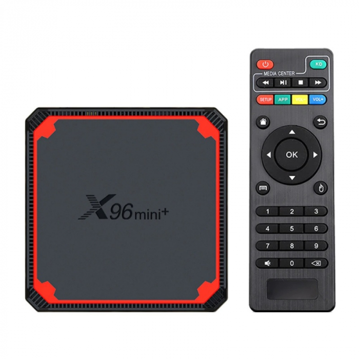 TV Box X96 Mini Plus Smart Media Player Negru, 4K, RAM 1GB, ROM 8GB, Android 9, Amlogic S905W4 Quad Core, WiFi dual band, Slot Card imagine noua