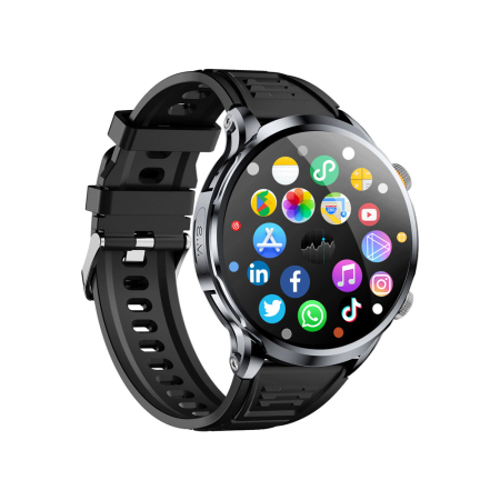 iSEN H18 Okosóra, Fekete, 4G LTE, 1.85" IPS Kijelző 360×360, 3GB RAM, 32GB ROM, 2MP Kamera, GPS, WiFi, Bluetooth, Nano SIM [1]