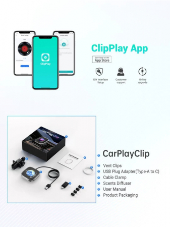 iSEN CPC1 Vezeték nélküli Autós Adapter CarPlay-hez (iOS), Fekete, 1,6 hüvelykes Kijelző Képekhez, Digitális Óra, Légfrissítő Funkció, Type-C, Automatikus Csatlakozás [19]
