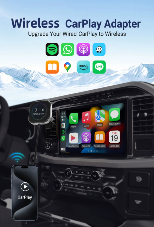 iSEN CPC1 Vezeték nélküli Autós Adapter CarPlay-hez (iOS), Fekete, 1,6 hüvelykes Kijelző Képekhez, Digitális Óra, Légfrissítő Funkció, Type-C, Automatikus Csatlakozás [14]