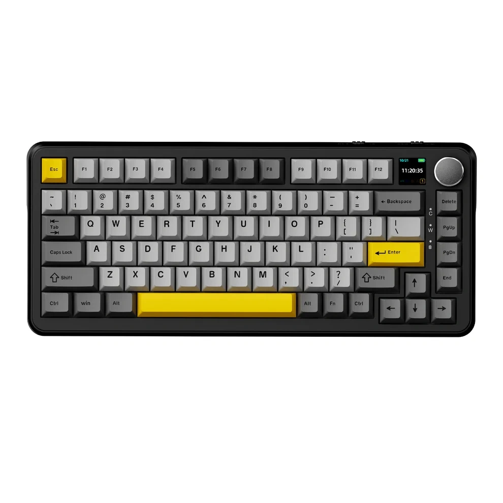Noutati - AJAZZ AK820 Max Plus Maillard Switch TFT Screen Bluetooth ,2.4G Wireless ,Wired RGB Hot-Swap Black-Grey-Yellow