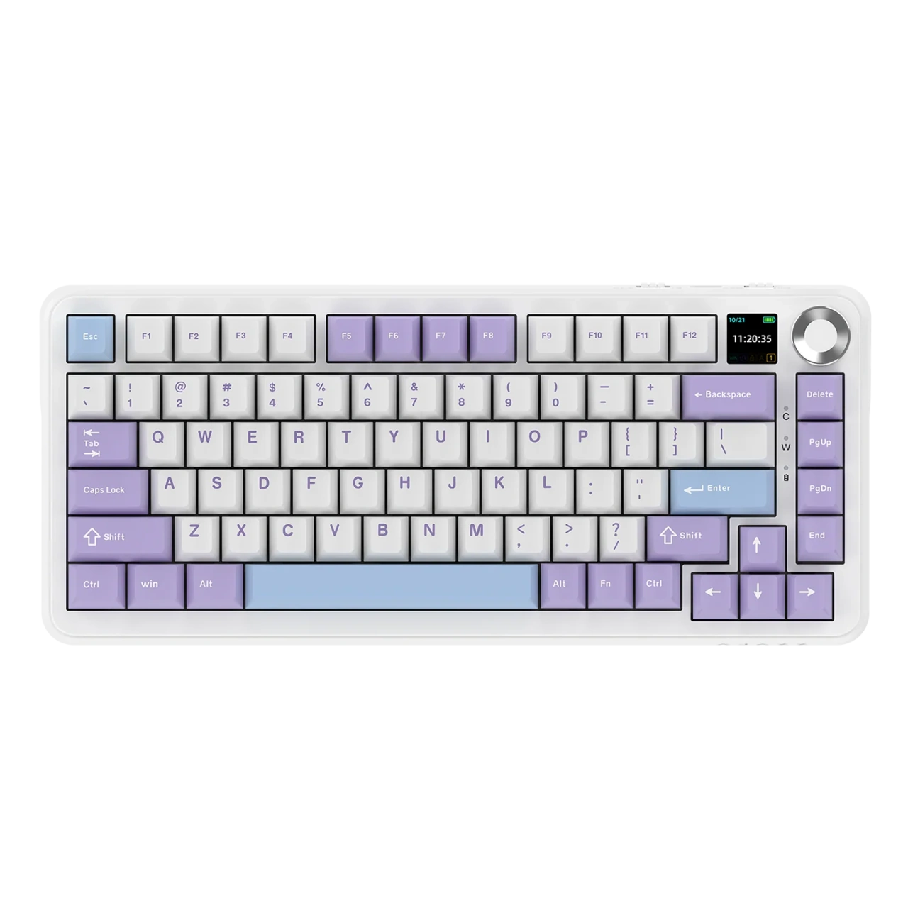 Gadgets - AJAZZ AK820 Max Plus Maillard Switch TFT Screen Bluetooth ,2.4G Wireless ,Wired RGB Hot-Swap, Purple-White-Blue