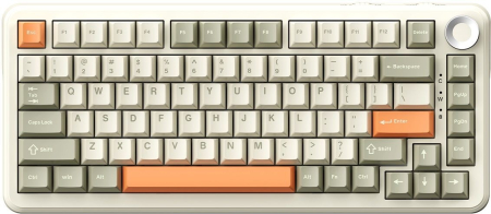 Gadgets - AJAZZ AK820 Max Plus, Mechanical Keyboard, Bluetooth ,2.4G Wireless, RGB, Flying Fish Switch, Grey-Cream-Orange