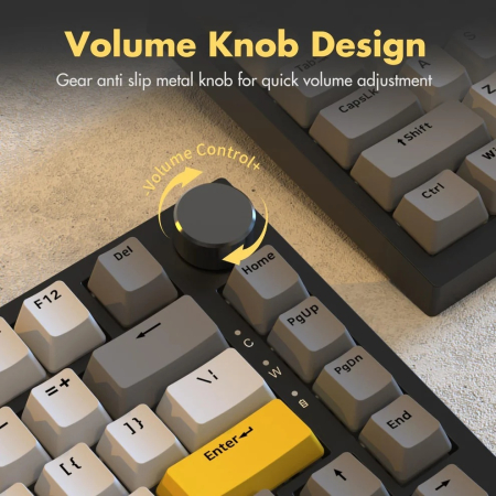 AJAZZ AK820 Mechanical Keyboard 75%, Wired, RGB, Moon Yellow Switch, Grey-White-Yellow [2]