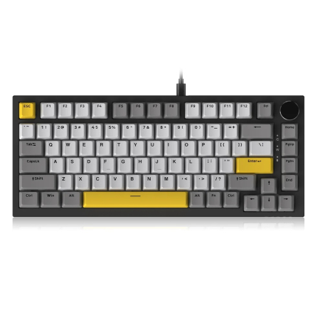Gadgets - AJAZZ AK820 Mechanical Keyboard 75%, Wired, RGB, Moon Yellow Switch, Grey-White-Yellow