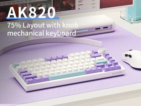 AJAZZ AK820 Mechanical Keyboard 75%, Wired, RGB, Sea Salt Switch, Blue-White-Purple [2]