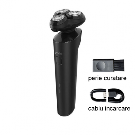 Aparat de ras electric ShowSee F303-BK, 3 capete mobile 360° si o grila de lame, 3000 rpm, 600mAh, IPX7 [2]