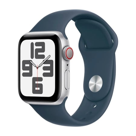 Bratari si Ceasuri Sport - Apple Watch SE 2nd Gen 40mm LTE Silver, Storm Blue Band M/L