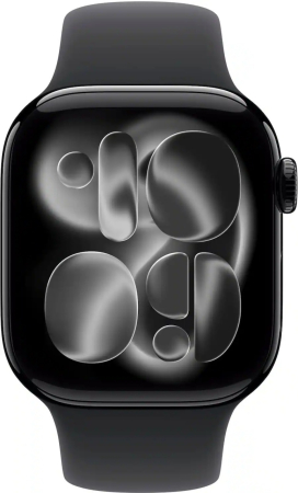 Apple Watch Series 11 GPS+Cellular 42mm Aluminum Case with Black Sport Band - S/M - Jet Black [1]