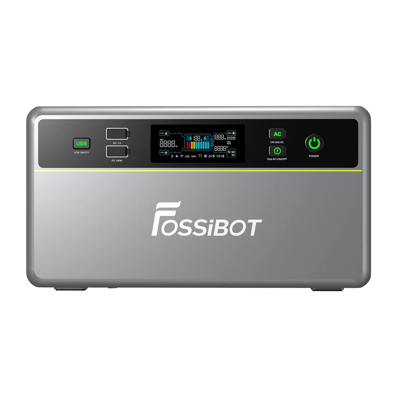 Energie verde - Baterie de Stocare Energie FOSSiBOT FBP1200, 1958Wh LiFePO4, 1200W, Încărcare Solară 2000W, Bluetooth, WiFi, IP65