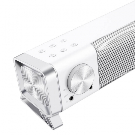 Soundbar PC Bluedio LS Alb, Sistem 2.0, Efect 7.1, 3D Surround, Bluetooth 5, Microfon, Alimentare USB [4]