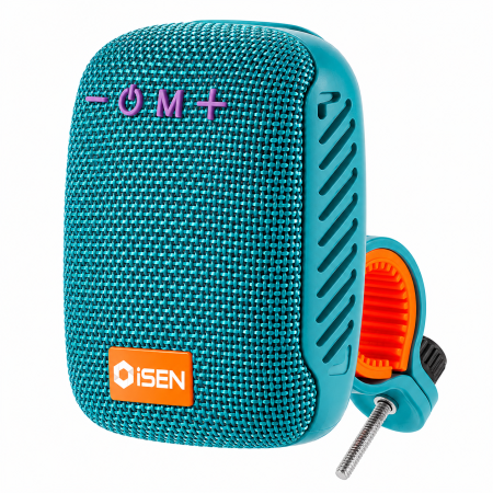 iSEN - Boxă Portabilă Bluetooth iSEN 392, Albastru deschis, 5W, Bluetooth 5.3, IPX5, Sunet Stereo 360°, Montare Rapidă pe Ghidon Bicicletă sau Trotinetă Electrică, Suport Inclus